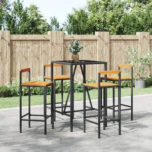 Ensemble de bar de jardin avec repose-pieds moyen en rotin PE noir – Collection de mobilier d'extérieur élégant - Product Image 1