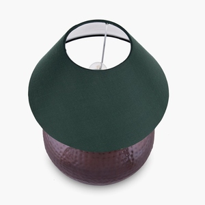 Antique design Hammered Copper Table Lamp Modern Emerald Green Fabric Shade <b>Rustic</b> Metal Bedside Light Vintage Nightstand <b>Decor</b> - Product Image 2