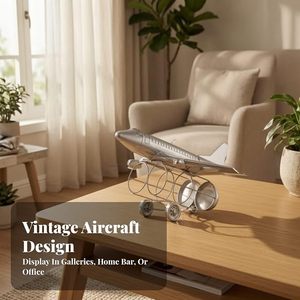 Porte-vin en métal vintage en forme d'avion, capacité de 10 à 19 bouteilles, décoration de meubles pour la maison - Product Image 2