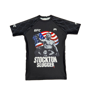 New UFC Men's MMA Fight Kit Black Sublimation Print <b>T</b>-Shirt and Shorts Set Quick Dry Polyester Mixed Martial Arts Wear Spandex - Product Image 2
