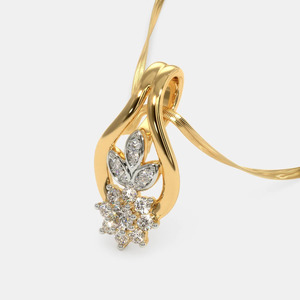Collar con Colgante de Diamante Cultivado en Laboratorio en Forma de Lágrima Floral en Oro Amarillo - Product Image 2