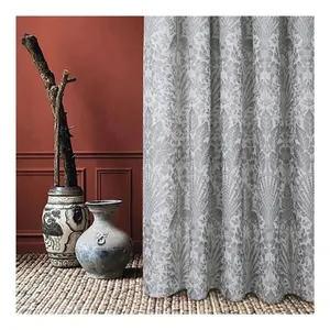 Cortinas jacquard bordadas estampadas de prata para sala de estar, quarto, villa, tamanho personalizado, decoração para casa, acabamento em valance