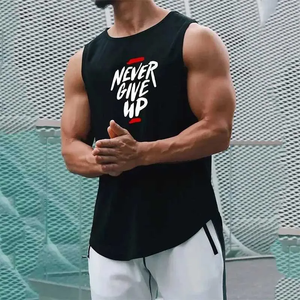 Camiseta Deportiva sin Mangas de Punto Transpirable en Colores Personalizados para Hombre, 94% Algodón, 6% Elastano, Corte Holgado, Estilo Stringer para Fisicoculturismo - Product Image 2