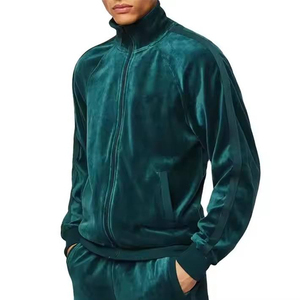 Ensemble de survêtement 2 pièces pour homme en velours doré 100 % coton léger, imperméable et coupe-vent, veste et pantalon de sport et fitness - Product Image 1