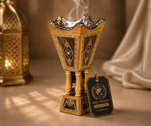 Brûleur d'encens moderne en marbre blanc avec plateau métallique ondulé, support pour Bakhoor arabe, encensoir à encens, support d'aromathérapie - Product Image 3
