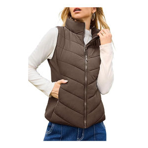 Gilet matelassé personnalisé de style moderne, gilet d'hiver zippé, vestes pour femmes, gilet court sans manches, gilet matelassé en duvet OEM - Product Image 5