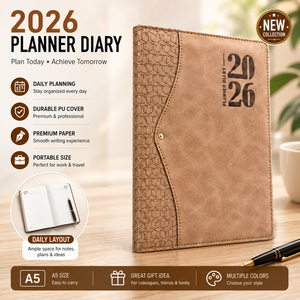 A5 Planner <b>Diary</b> PU Leather Hardcover Journal Sublimation Notebook with Lock Portable Calendar for <b>Work</b> Travel - Product Image 4
