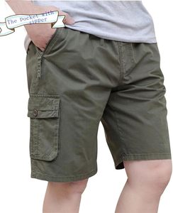 Shorts cargo décontractés pour hommes en sergé, avec fermeture éclair, taille élastique en coton, coupe ample et cordon de serrage - Product Image 2