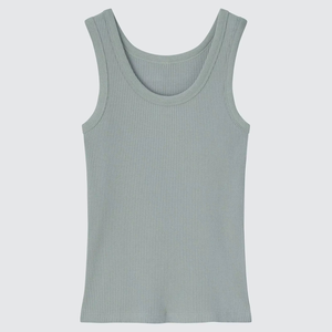 Camiseta sin mangas de punto para mujer, color gris sólido, cuello redondo, estilo casual, corte regular, transpirable, de algodón - Product Image 6