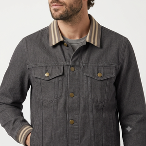 Veste en jean délavé pour homme, col rabattu, fermeture boutonnée, couleur unie, coupe classique, en coton, pour l'automne - Product Image 6