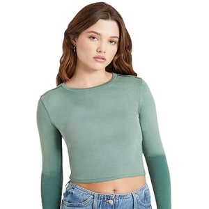 Camisetas de Manga Larga para Mujer, Diseño Ajustado, Cuello Redondo, 180 g/m², Verano, Moda, Alta Calidad, Diseño Corto - Product Image 6