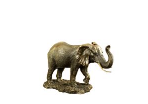 Statue d'éléphant africain en polyrésine faite à la main Nirmala, figurine en bronze pour la décoration de table à la maison, origine Rajasthan - Product Image 2