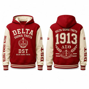 Sudadera con Capucha Roja Delta Sigma Theta, Estampado de Letras Griegas 1913 en la Espalda, Unisex, Informal, para Otoño - Product Image 4