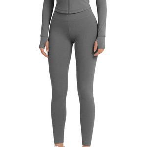 Leggings de yoga taille haute élastiques pour femmes, longueur intégrale, en polyester/nylon, sans couture, respirants, motif uni, vente en gros OEM - Product Image 3