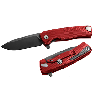 Navajas Plegables Rojas con Hoja Recubierta de Negro y Mango con Diseño Geométrico, Clip de Bolsillo para Camping, Viajes y Uso en Exteriores - Product Image 4