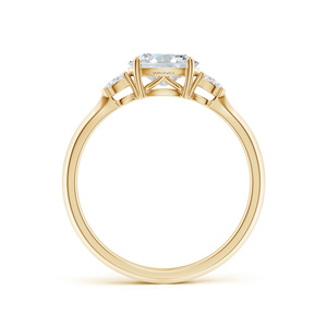 Anillo de Compromiso de Lujo con Tres Piedras de Diamante Cultivado en Laboratorio con Corte Ovalado, Certificado IGI, Piedras Laterales en Forma de Pera, Oro de 10K, 14K, 18K, Plata 925, 935 - Product Image 3