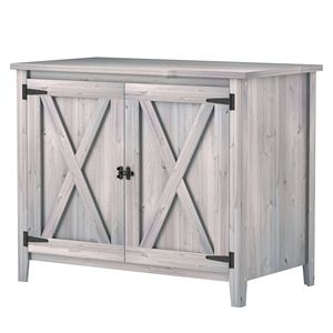 Armadio da Esterno in Legno Grigio Chiaro, Facile da Montare, Casetta da Giardino con Doppia Porta e Ripiano - Product Image 1