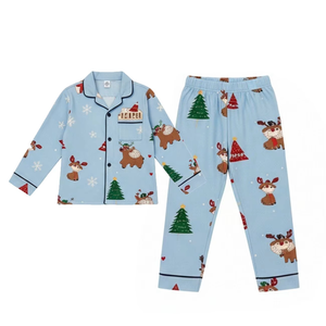 Hongbo New Arrival Christmas <b>Pyjamas</b> Children's Outfit Pajamas Cute Designer Diy Print Christmas Pj Kids Clothes Wholesale - Product Image 3
