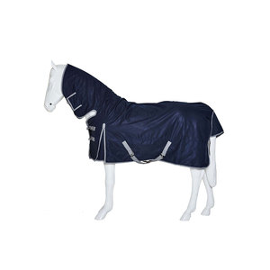 Navy Blue Nylon Horse <b>Rug</b> With Neck Cover And Adjustable Straps For All Weather Protection - Product Image 1