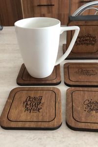 Natural Wooden <b>Drink</b> Coasters for Hot & Cold Beverages | Handmade Mango Wood Table Coasters | Home, Office & Restaurant Use - Product Image 5