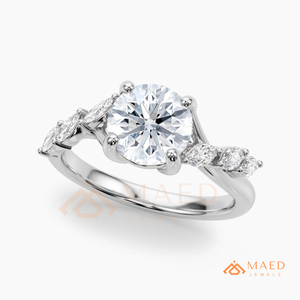 925 Sterling Silver Round Cut Moissanite Engagement Ring Marquise Side Stone Bridal Jewelry USA Gift Women - Product Image 6