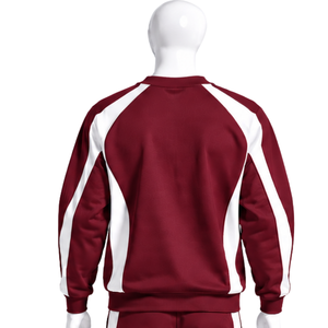 Sweat-shirt athlétique pour homme, couleur bordeaux, col rond, manches longues, pull contrasté, décontracté, pour la salle de sport, l'entraînement, le sport, personnalisable - Product Image 2
