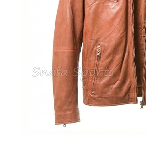 2026 Autumn Winter Men's High-Quality Leather <b>Jacket</b> <b>Slim</b> <b>Fit</b> Bomber Style Motorbike Leather <b>Jacket</b> for Sale - Product Image 4