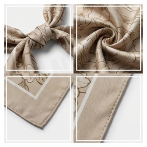 NORTH APPROACH Women's Square <b>Silk</b> Scarf Floral Print Elegant Multi-Functional Fashion Accessory All Seasons - Product Image 4