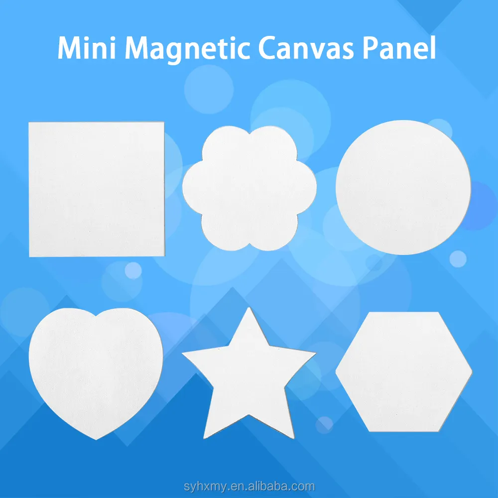 10cm Panel kanvas magnetik Mini untuk anak-anak DIY lukisan stiker dekoratif papan kanvas merenggang dengan pelindung magnetik 6 buah Set