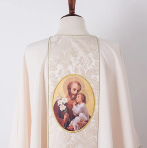 Túnicas de Clérigo de Alta Calidad al por Mayor para Coro, Túnica de Oración con Estola, Bordado Dorado, Diseño Blanco y Azul, Túnica Bordada - Product Image 3