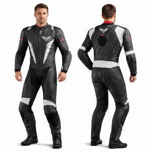 Traje de Motociclismo de Cuero Negro Personalizado para Hombre, Traje Profesional para Motocicleta con Armadura CE, Mono Personalizado para Motocross - Product Image 1