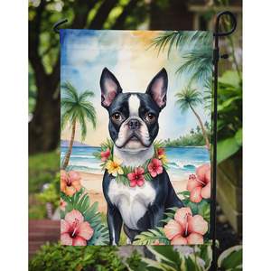 Boston Terrier Luau <b>Garden</b> <b>Flag</b> Multicolor Decorative Yard <b>Flag</b> Banner for Patio Artwork for Flower Beds and Mailbox Decor - Product Image 3