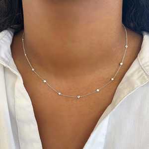 สร้อยคอ Dainty Diamonds By The Yard Station ทองคำแท้ 14K ประดับเพชรทรงกลมแบบฝังขอบ ดีไซน์เรียบหรู เหมาะสำหรับใส่ทุกวัน - Product Image 5