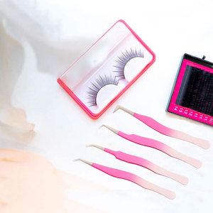 Pinces professionnelles pour extensions de cils, ensemble personnalisé de 4 pinces de précision à pointe en fibre, styles variés, pinces pour extensions de cils - Product Image 4