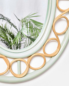 Miroir mural ovale en rotin avec cadre circulaire décoratif, miroir décoratif pour l'intérieur de la maison - Product Image 3