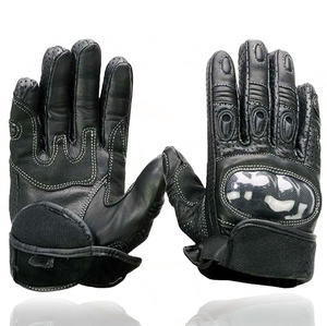 Gants de moto en cuir perforé noir pour homme Samroz Sports avec doigts rembourrés - Product Image 4