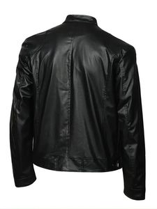 <b>Mens</b> High Quality Genuine Leather Winter <b>Jacket</b> Plus Size Mandarin Collar Zipper Biker Coat <b>Slim</b> <b>Fit</b> Breathable High Street - Product Image 6