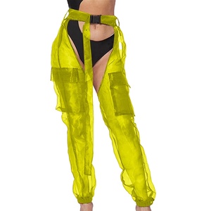 Pantalones Ajustados de Malla Negra para Mujer, Sensuales, de Cintura Alta, Transparentes, Color Sólido, en Oferta - Product Image 1