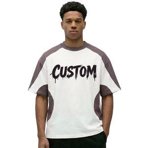 280gsm 100% Cotton Tshirt Wholesale Blank Custom Branded LOGO Printing Heavyweight Oversized Boxy Men's <b>Patchwork</b> T-<b>shirt</b> - Product Image 2