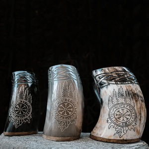 Jarra de Cuerno Vikinga Nórdica Hecha a Mano, Tradicional, Ecológica, de Material Orgánico, Vintage, Multiusos, para Beber, Utensilios de Bar, con Diseño Animal y Religioso - Product Image 3