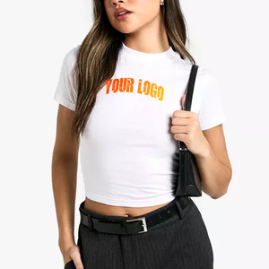 Customized <b>Women's</b> <b>White</b> Crew Neck <b>Short</b> <b>Sleeve</b> T-<b>Shirt</b> Regular Fit Solid Color Casual Jersey Your Logo Print - Product Image 1
