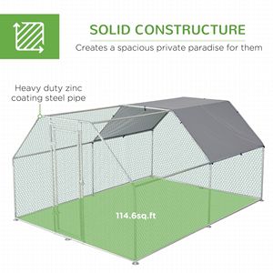 Pollaio in Argento con Copertura e Porta Chiudibili a Chiave per Allevamento in Giardino - Product Image 5