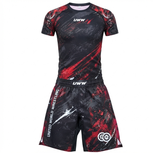 ชุดออกกำลังกายสำหรับผู้ชายแบบใหม่ ชุด Rashguard กางเกงขาสั้น ชุดรัดกล้ามเนื้อ ระบายอากาศได้ดี เหมาะสำหรับ MMA ยิม ฟิตเนส และกีฬาต่างๆ - Product Image 2
