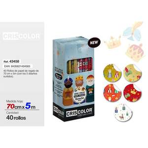 Papier cadeau pour la fête des Trois Rois, 70 cm x 5 m, fournitures de fête - Product Image 1