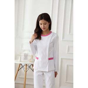 2026 Best Quality Women Light Blue Scrub <b>Set</b> Cotton Polyester Woven Hospital Uniforms Pants Included - Product Image 2