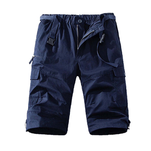 Pantalones cortos cargo para hombre, 100% algodón, 280 gramos, corte relajado, secado rápido, transpirables, para actividades al aire libre. - Product Image 1