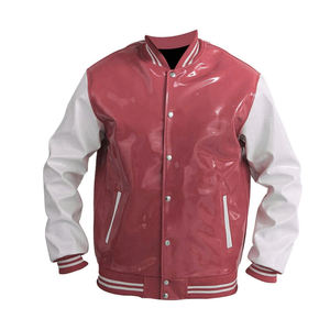 Chaqueta Bomber Unisex de Cuero PVC Estilo Universitario con Cuello Alto y Logotipo Frontal Personalizable, Estilo Urbano - Product Image 2