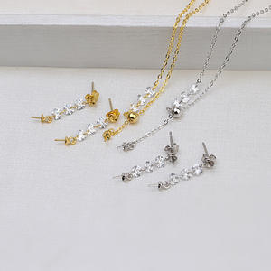 Chaîne d'oreille en argent S925 pour femmes, ensemble personnalisé, plateau vide en perles, accessoires de mode semi-finis, boucles d'oreilles en cristal - Product Image 1