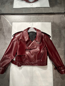 Chaqueta de Motocicleta de Cuero Genuino para Mujer, Negra, con Cuello Camisero, Manga Larga, Estilo Biker, Abrigo Cortavientos de Otoño - Product Image 2