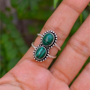 Bague en argent malachite, bague en argent sterling 925 pour elle, bijoux faits à la main - Product Image 3